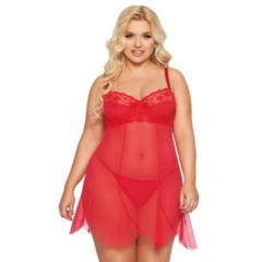 Ночная сорочка и стринги SoftLine Collection Carla, красный, XL