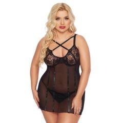 Ночная сорочка и стринги SoftLine Collection Cornelia, черный, XXL
