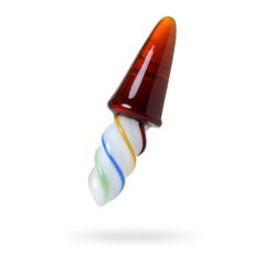 Анальная втулка Sexus Glass, cтеклянная, янтарно-разноцветная, 13 см, ? 3,8 см