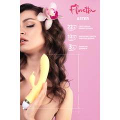 Вибратор с клиторальным стимулятором Flovetta by Toyfa Aster, силиконовый, желтый, 22 см