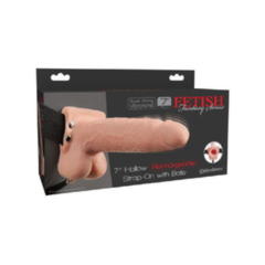 Перезаряжаемый вибрострапон Fetish Fantasy 7 Hollow Rechargeable Strap-on with Balls