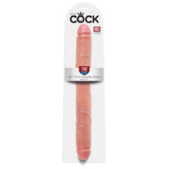 Двухсторонний фаллоимитатор телесный King Cock 16 Thick Double Dildo - Flesh