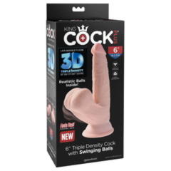 Фаллоимитатор на присоске King Cock Plus 6 Triple Density с подвижной мошонкой