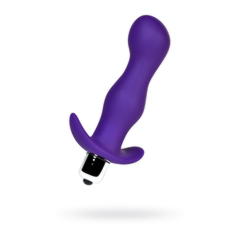 Анальная пробка с вибрацией A-Toys by TOYFA размера M, влагостойкая, силикон, фиолетовая, 12,9 см, ? 3 см
